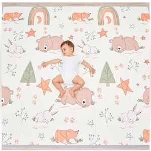 BABY PLAY MAT 71" X 79" X 0.6: Foldable, Padded Floor Mat for Crawling, Playing